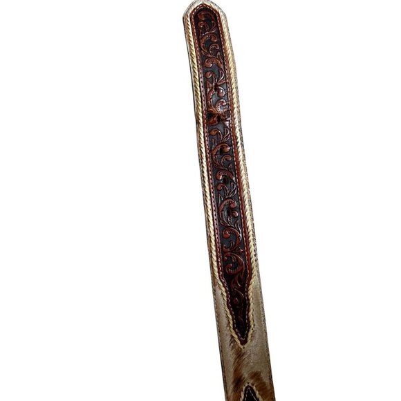 Tony Lama Hair Calf Star Conchos Ranger Leather Belt Western Men - Picture 5 of 5